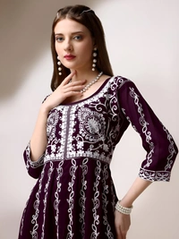 99 Fashion Bazaar Women's Chikankari Kurta with Dupatta Set - Mardi Gras, M