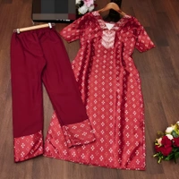 99 Fashion Bazaar Kurti Set in Beautiful Prints - Guardsman Red, XL