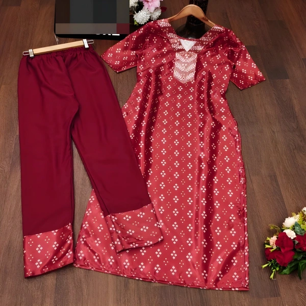 99 Fashion Bazaar Kurti Set in Beautiful Prints - Guardsman Red, XL
