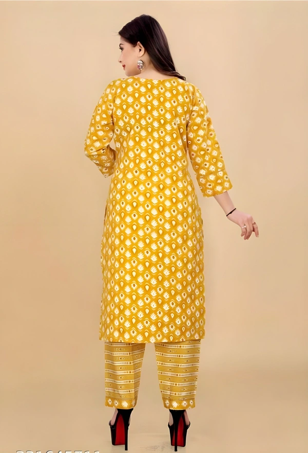 99 Fashion Bazaar Stright Kurti Set in Cotton Fabric  - Yellow, XL