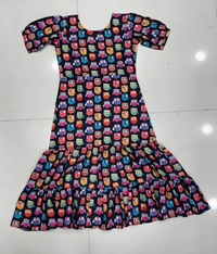99 Fashion Bazaar A-Line Cotton Printed Dress - Black, L