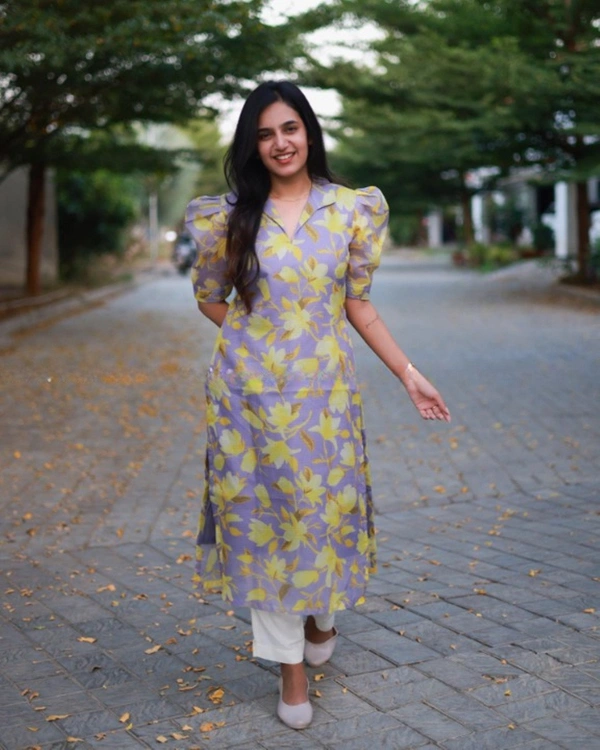 99 Fashion Bazaar Kotta Checks Cotton Printed Kurti with Cotton Bottom - XL