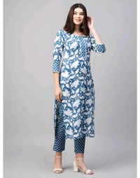 99 Fashion Bazaar Women's Daily Wear Digital Printed Kurti Set - Sapphire, M