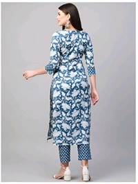 99 Fashion Bazaar Women's Daily Wear Digital Printed Kurti Set - Sapphire, M
