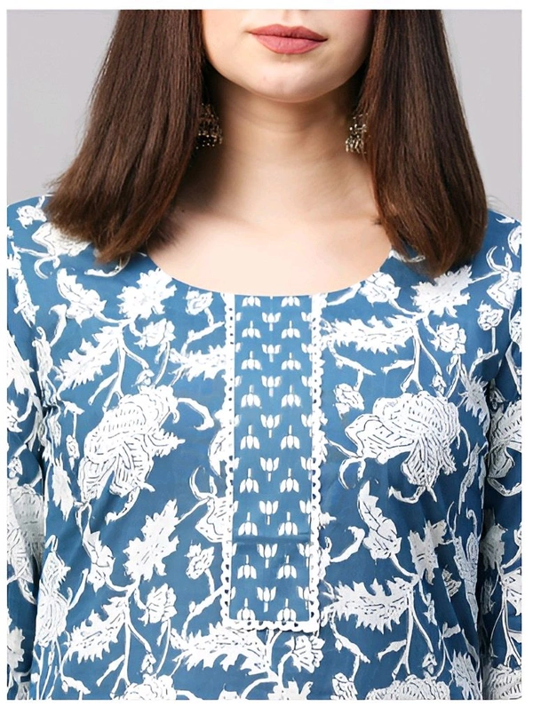 99 Fashion Bazaar Women's Daily Wear Digital Printed Kurti Set - Sapphire, M