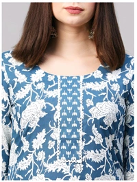 99 Fashion Bazaar Women's Daily Wear Digital Printed Kurti Set - Sapphire, L