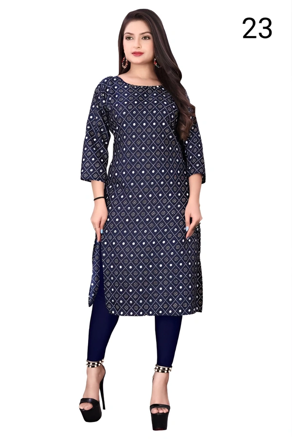 99 Fashion Bazaar  Women's Daily Wear Printed Straight Kurti - Ultramarine, XL