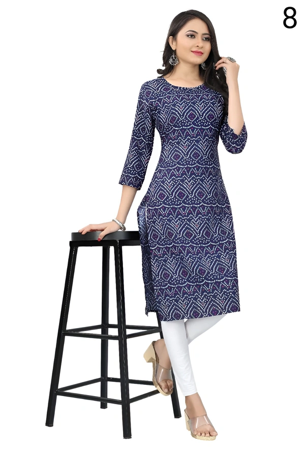 99 Fashion Bazaar  Women's Daily Wear Printed Straight Kurti - Ultramarine, XL