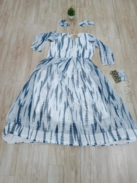 99 Fashion Bazaar Women's Gown in Very Elegant Prints with Waist Embroidered Belt - XXL, Royal Blue