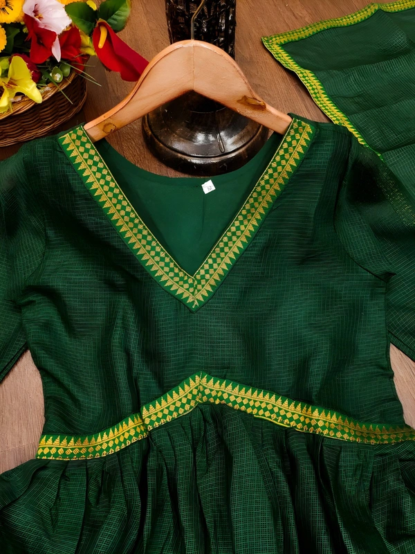 99 Fashion Bazaar Aliya Cut Anarkali Gown With Dupatta in Zari Border - San Felix, XL