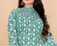 99 Fashion Bazaar Stright Kurti Set in Cotton Fabric  - Mint Green, M