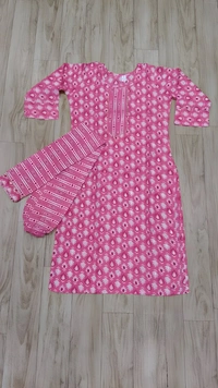 99 Fashion Bazaar Stright Kurti Set in Cotton Fabric  - Wild Watermelon, M