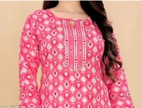 99 Fashion Bazaar Stright Kurti Set in Cotton Fabric  - Wild Watermelon, L