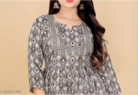 99 Fashion Bazaar Stright Kurti Set in Cotton Fabric  - Gray, M