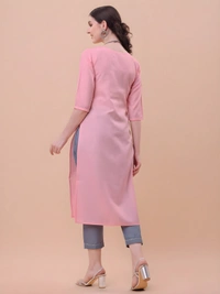 99 Fashion Bazaar Women's Cotton Blend Kurta Pant with Ethnic Embroidered Work Casual Wear - Pink, XXL