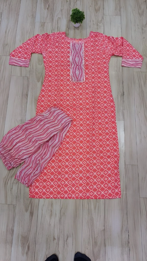 99 Fashion Bazaar Women's Daily Wear Digital Printed Kurti Set - Red, XXL