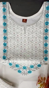 99 Fashion Bazaar Women's Cotton Blend Kurta Pant with Ethnic Embroidered Work Casual Wear - White, S