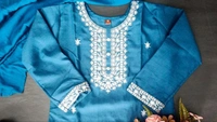 99 Fashion Bazaar Kurta Set with Dupatta in Cotton Fabric - Smalt, XL