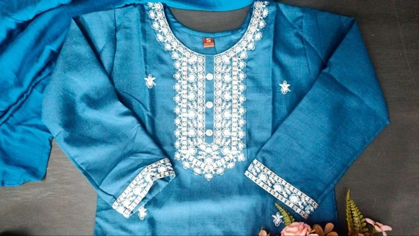 99 Fashion Bazaar Kurta Set with Dupatta in Cotton Fabric - Smalt, XL
