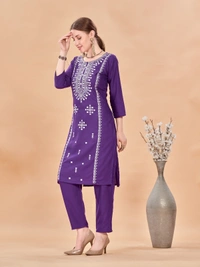 99 Fashion Bazaar  Kurti Set for Women's in Heavy Reyon Fabric - Cardinal Pink, L