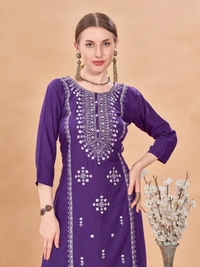 99 Fashion Bazaar  Kurti Set for Women's in Heavy Reyon Fabric - Cardinal Pink, L
