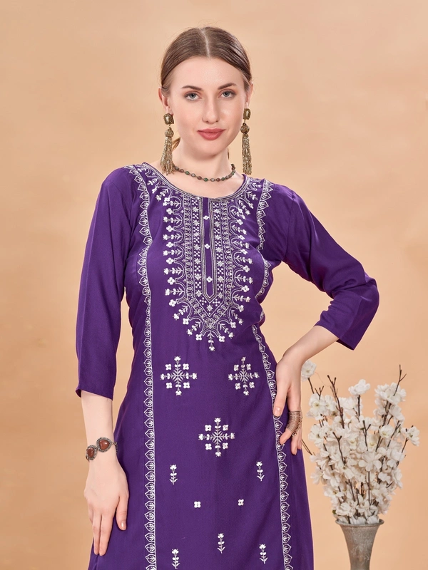 99 Fashion Bazaar  Kurti Set for Women's in Heavy Reyon Fabric - Cardinal Pink, L