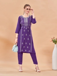 99 Fashion Bazaar  Kurti Set for Women's in Heavy Reyon Fabric - Cardinal Pink, L