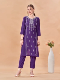 99 Fashion Bazaar  Kurti Set for Women's in Heavy Reyon Fabric - Cardinal Pink, L
