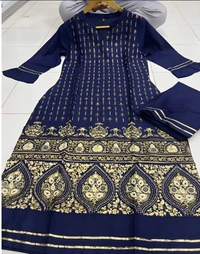 99 Bazaar  Kurta Set in Pure Rayon Foil Printed Fabric  - Stratos, XXL
