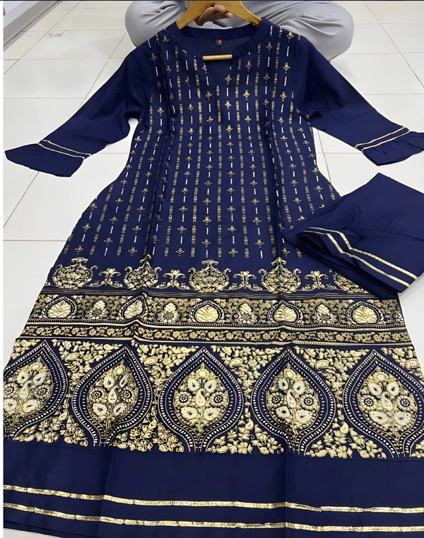 99 Bazaar  Kurta Set in Pure Rayon Foil Printed Fabric  - Stratos, L