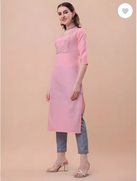 99 Fashion Bazaar Women's Cotton Blend Kurta Pant with Ethnic Embroidered Work Casual Wear - Pink, XL
