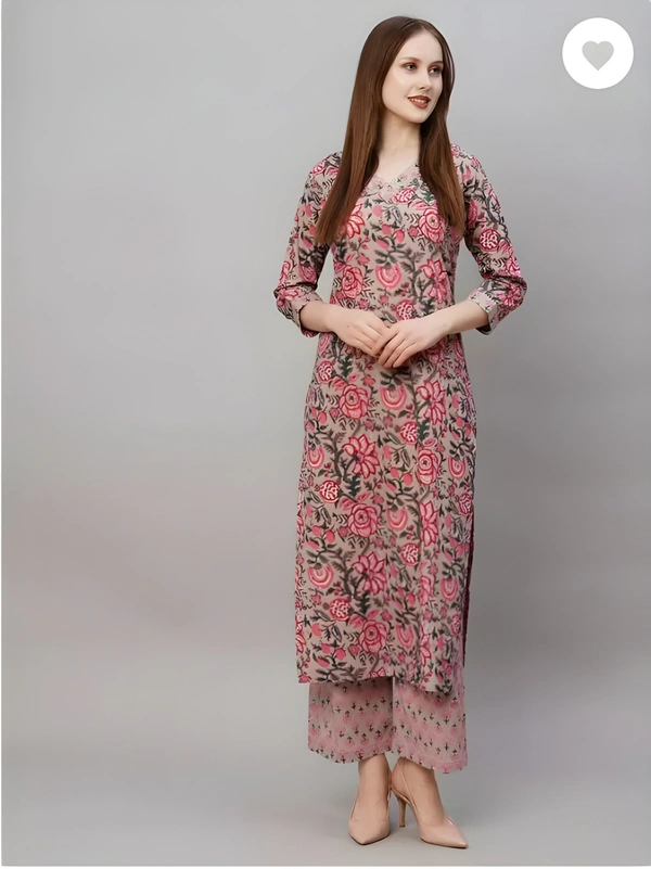 99 Fashion Bazaar Floral Print Straight Kurta Pant Set - Don Juan, S