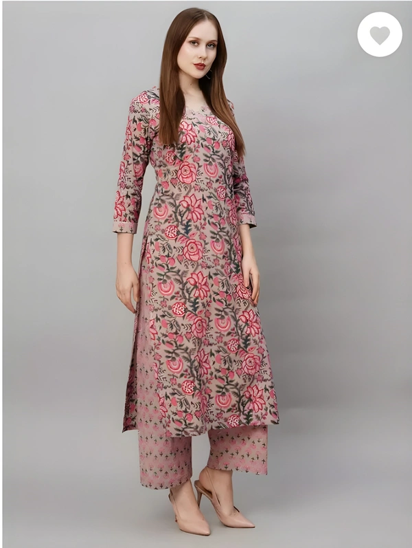 99 Fashion Bazaar Floral Print Straight Kurta Pant Set - Don Juan, S