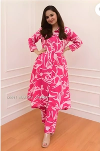 99 Fashion Bazaar Ethnic Motifs Printed A-Line Kurta With Pant - Mandy, XL