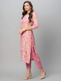 99 Fashion Bazaar  Women's Soft Cotton Printed Straight Kurta With Pant - XXL, Wild Watermelon