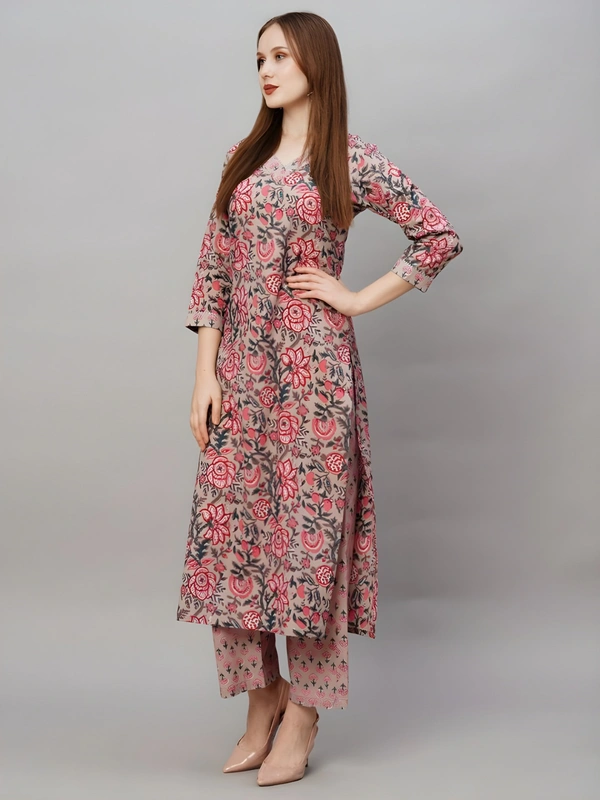 99 Fashion Bazaar Floral Print Straight Kurta Pant Set - Don Juan, S