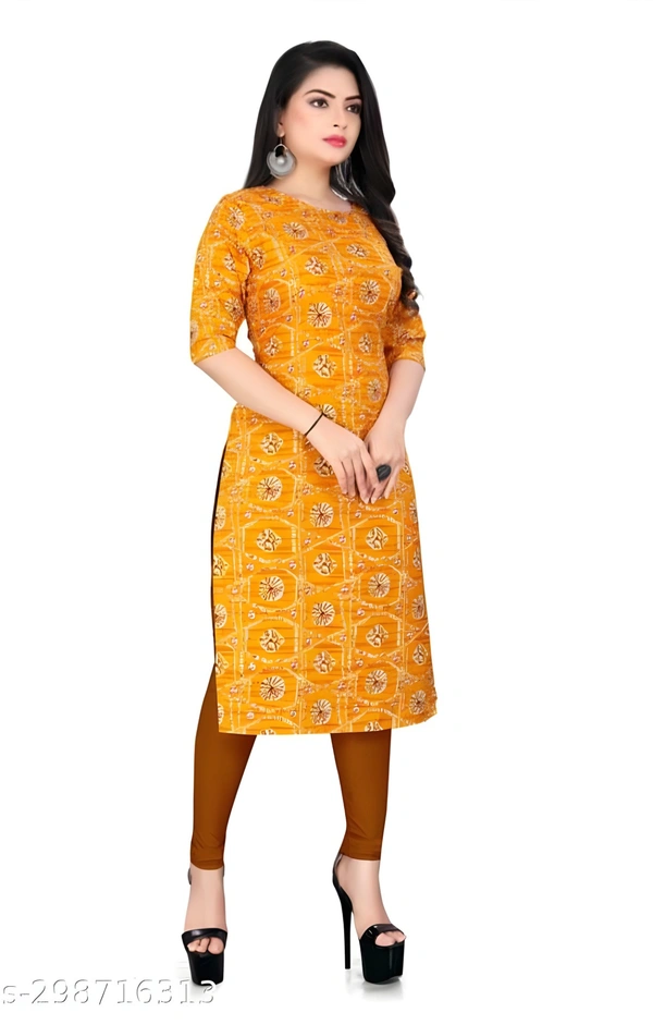 99 Fashion Bazzar  Women's Daily Wear Printed Straight Kurti - Broom, L