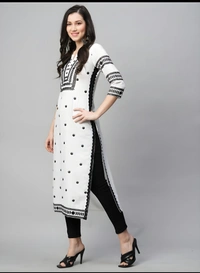 99 Fashion Bazaar Straight Embroidered Kurti in 100% Cotton Fabric  - White, S