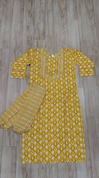 99 Fashion Bazaar Stright Kurti Set in Cotton Fabric  - Yellow, XL