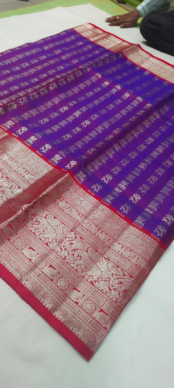 Venkatagiri Handlooms 004-Venkatagiri Handloom Pure Pattu Saree - Free, Electric Violet