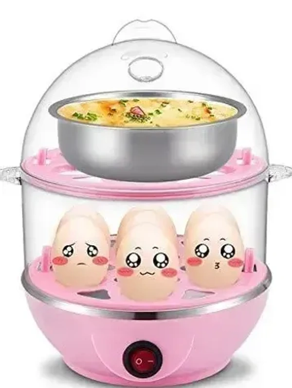 Double Layer Egg Boiler Electric Automatic Off 14 Egg Poacher for Steaming, Cooking, Boiling and Frying, (Multi Color, 350 Watts) - RED
