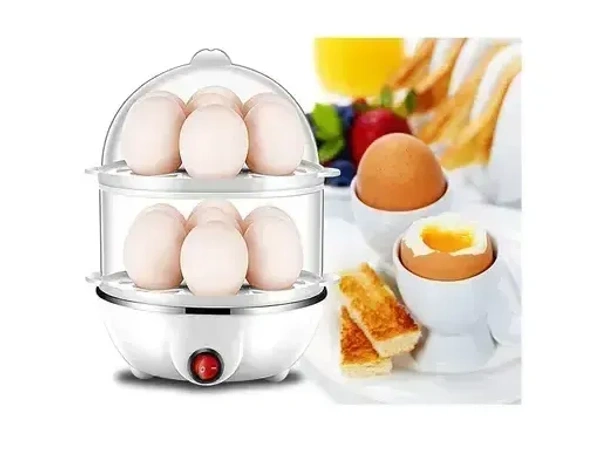 Double Layer Egg Boiler Electric Automatic Off 14 Egg Poacher for Steaming, Cooking, Boiling and Frying, (Multi Color, 350 Watts) - RED