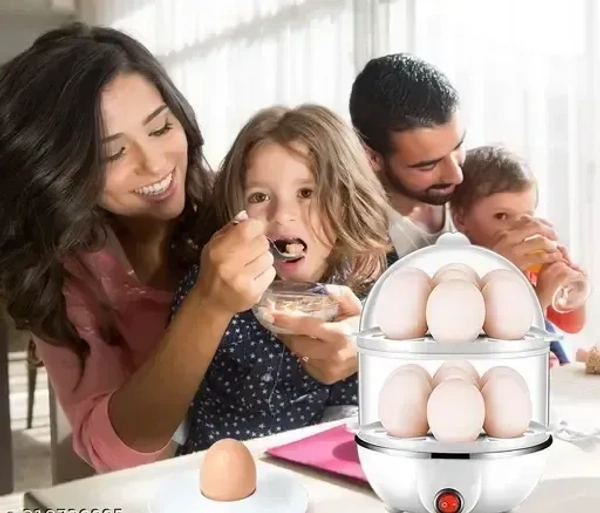 Double Layer Egg Boiler Electric Automatic Off 14 Egg Poacher for Steaming, Cooking, Boiling and Frying, (Multi Color, 350 Watts) - RED