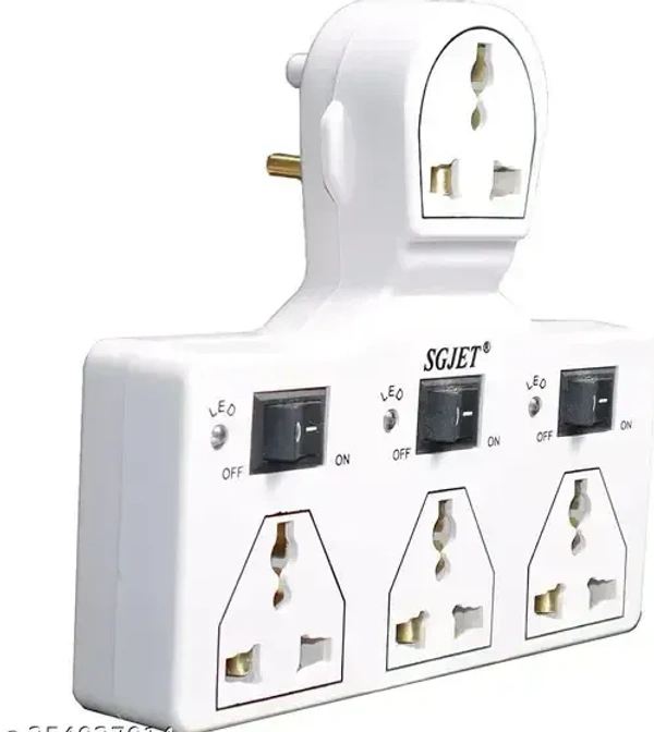 QLEX 4 Socket 3 Switch Multi Plug 6A (Traveler Multi Plug) - WHITE