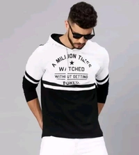 Cotton Blend Trending Mens Full Sleeves Hooded T Shirt - XL, White