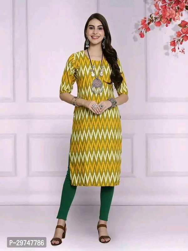 Cottan Top Printed Kurte  - S, Yellow