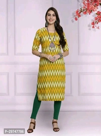 Cottan Top Printed Kurte  - M, Yellow