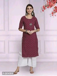 Cottan Top Printed Kurte  - XL, Red