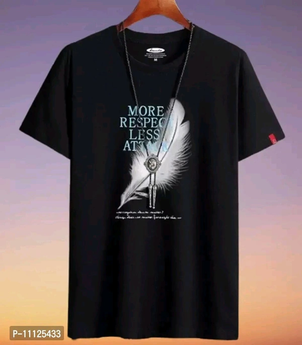 Cotton T Shirt  MENS COTTON PRINTED T-SHIRTS - L, Black