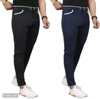SilkGrid Mens Combo Lycra Track Pants Black DarkBlue (Pack Of 2) - XL, Black